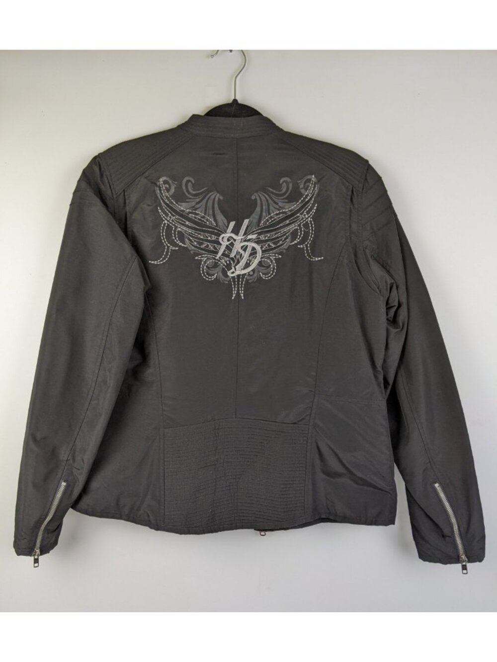 Harely Davidson Embellished Logo Lightweight Black Jacket Womens Size Large